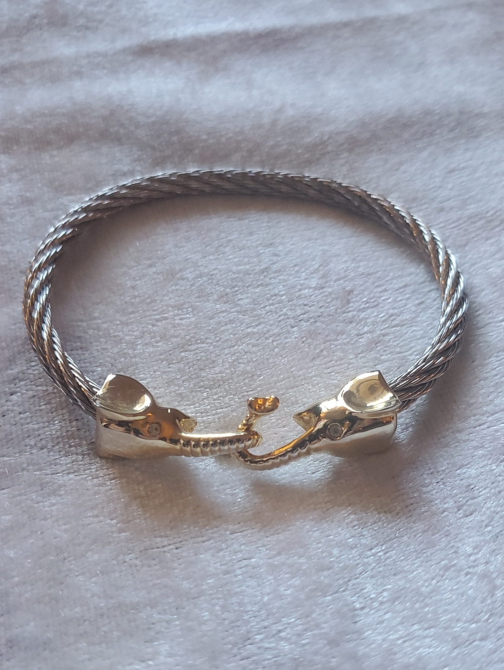 PARK LANE Linked Elephant Trunks Two Tone Cable Bracelet Swarovski Crystal Eyes